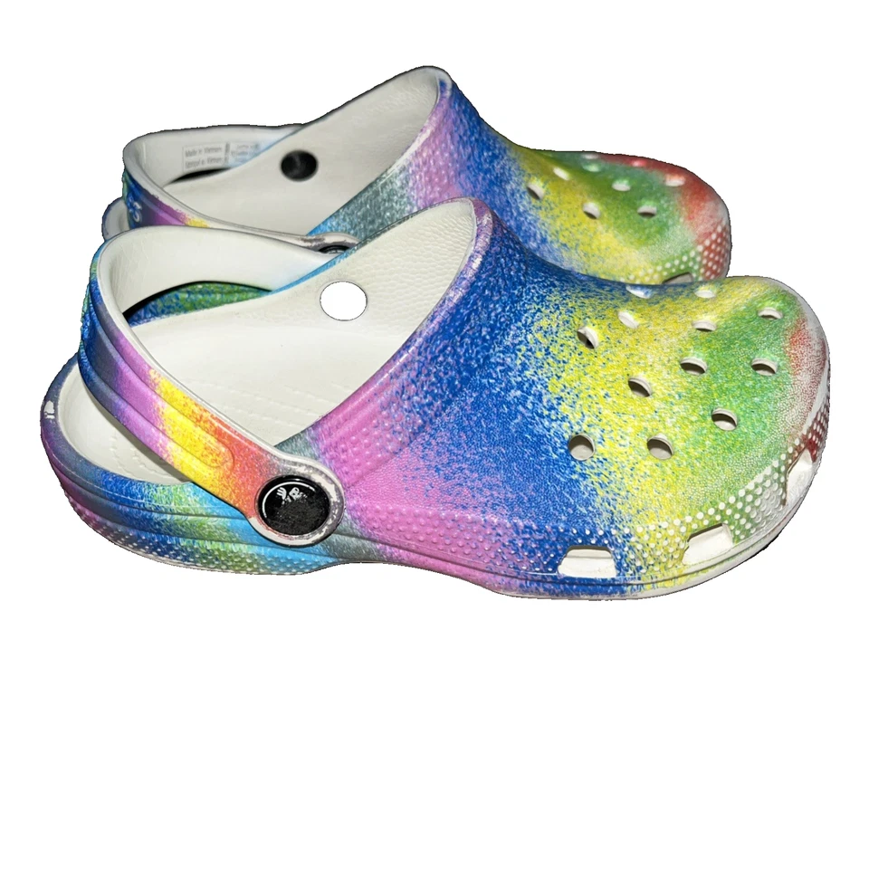Crocs Clásico Zueco Zapatos Niñas Talla C12 Multicolor Tie Dye Sandalias Sin Cordones Foto 1 de 4