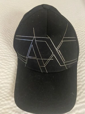 Boné de beisebol ajustável preto logotipo metálico Armani Exchange - Imagem 1 de 4