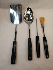 De Colección EKCO PEDERNAL Acero Inoxidable Mango Negro Espátula Cuchara Marinado Cepillo Picohielos Lote - Imagen 1 de 10