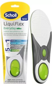Scholl LiquiFlex Everyday Insoles Arch Support Gel Active & Odour Control Size S - Picture 1 of 8