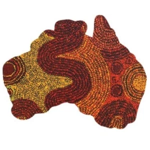 FRIDGE MAGNET - MAP - MADE IN AUSTRALIA - ABORIGINAL ART - ALISON, ORANGE - Imagen 1 de 2
