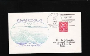US NAVY SUBMARINE USS Porpoise Shakedown Newport Rhode Island 1936 Cover 9z - Picture 1 of 2
