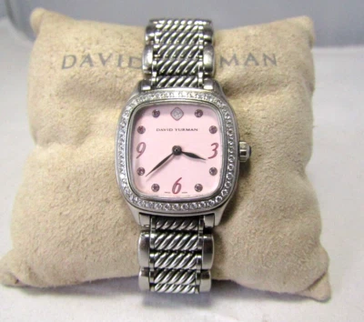 David Yurman  Stainless Steel 25MM  Diamond Bezel Pink Face Watch - Image 1 of 4