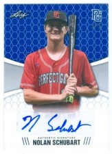 NOLAN SCHUBART "BLANK BACK AUTOGRAPH CARD /1" LEAF PERFECT GAME NATIONAL 2021