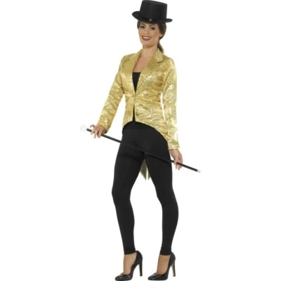 LADY TUXEDO SEQUIN TAILCOAT JACKET CIRCUS RINGMASTER COSTUME CABARET CHAPLIN - Image 1 of 2