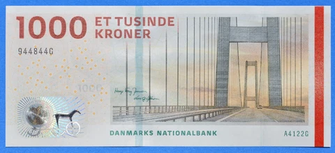 Denmark 1000 Kroner Banknote 2009 Series (2012) GEM UNC Free Shipping Cover