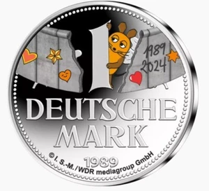 1 DM Silber Münze " 35 Jahre Mauerfall " Maus Farbdruck ~ Limitiert - Bild 1 von 2