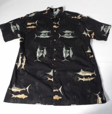 Hook & Tackle Shirt Mens Button Up XL Fish Trout Cotton Poplin Outdoors DadCore - Image 1 of 4