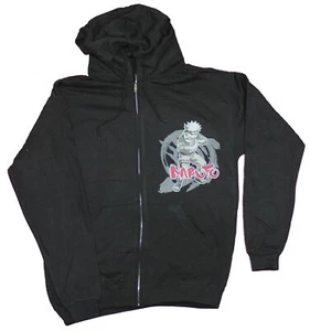 Naruto Shippuden Mens Zip Up Hoodie - Naruto Action Lapel Bigger On Back - Picture 1 of 2