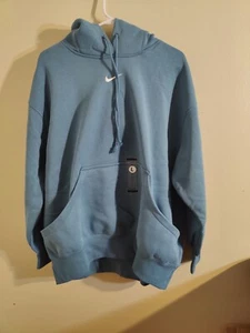 Nike Women's Fleece Hoodie $75 MSRP Oversized Muted Blue L - Picture 1 of 3