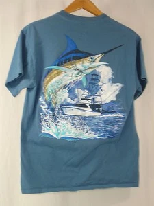 Maglietta Guy Harvey Sportsfish Marlin Pesca Blu M - Foto 1 di 4