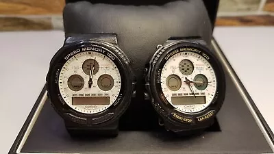 Set 2 Vintage CASIO AW-20 (384) Japan M Speed Memory 100 for parts or repair - Immagine 1 di 4