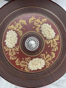 VINTAGE MID CENTURY Lackware Holzimitat japanische Schale mit Serviertablett/Sockel - Bild 1 von 12