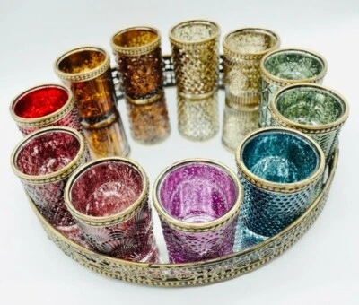 3er SET Windlicht Teelichtglas Orientalisch Antik Vintage Deko aus Glas/Metall - Bild 1 von 3