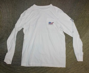 Vineyard Vines Boys White Long Sleeve T-Shirt (Flag) - Size L (16) - EUC - Picture 1 of 4