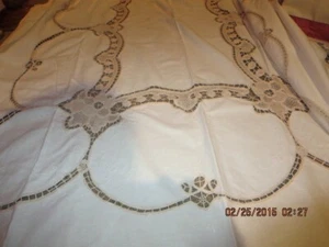 BELLISSIMA TOVAGLIA PANNA-90" X 66"--UNCINETTO--CON 12 TOVAGLIOLI ABBINATI---#Y59-4 - Foto 1 di 24