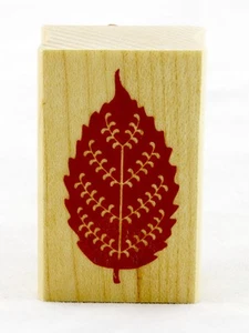 Beech Leaf Wood Mounted Rubber Stamp Inkadinkado NEW fall tree forest nature art - Picture 1 of 1
