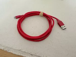 Apple Amazon Basics Nylon Braided Charging USB iPhone Cable 1.8m 3ft MFI Red - Picture 1 of 7