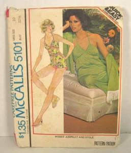 Vintage McCall's 5101 Quick & Easy Jumpsuit in 2 Lengths & Stole Misses' 10 Used - Picture 1 of 2