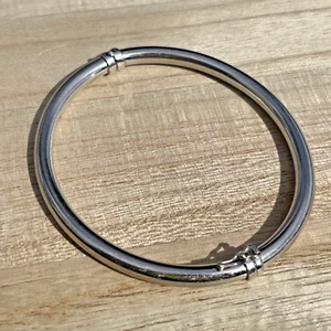 Milor Italy Sterling Silver Oval Round Hinged 925 Bangle 8” Bracelet 13.35 Grams - Picture 1 of 14