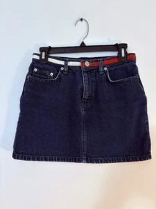 Tommy Jeans Hipster Mini Skirt Size 5 Blue Dark Wash Denim RWB Waistband - Picture 1 of 6