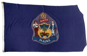 Vintage Maine Dirigo State Large Flag Defiance Cotton 57” x 33” - Picture 1 of 12