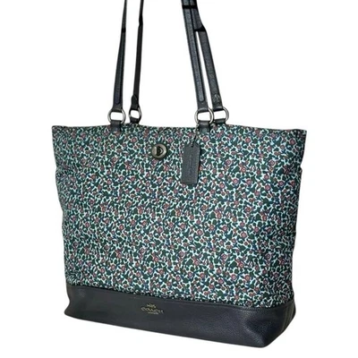 Coach ранчо цветочный нейлона и кожи сумка с короткими ручками сумочки, стиль F59435 - Изображение 1 из 4