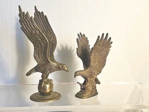 2 Vintage Messing Amerikanischer Weißkopfseeadler Statue Skulptur - Bild 1 von 14
