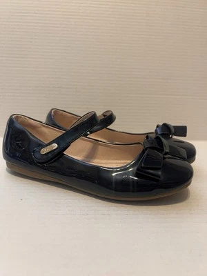 Niñas Grandes Niños Talla 2.5 Zapatos Zapatos de Vestir Charol Azul Marino Lazo Mary Jane Foto 1 de 4