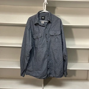 Vintage KEY Herren XLT blau Denim Chambray Knopfleiste Arbeitshemd mit Taschen - Bild 1 von 7