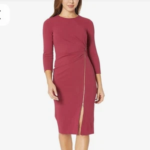 Calvin Klein Kleid asymmetrisch Reißverschluss 3/4 Arm Neu mit Etikett Größe 2 - Bild 1 von 9