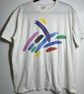 Camiseta vintage de los 90 Lands' End arte abstracto puntada única hecha en EE. UU. talla 18-20 Foto 1 de 4