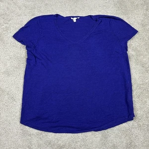 Eileen Fisher Shirt Womens XL Purple V Neck Organic Linen Lightweight Tee Top - Picture 1 of 10