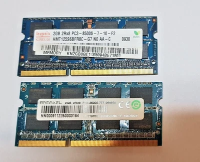 APPLE MACBOOK PRO 2008 2009 2010 4GB (2x2GB) PC3-8500S DDR3 LAPTOP RAM MEMORY - Image 1 of 4