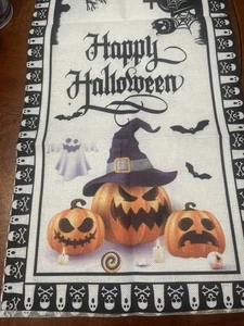 Halloween Deko Kürbis Geist Hexe Tischläufer 13x72" Happy Halloween - Bild 1 von 5