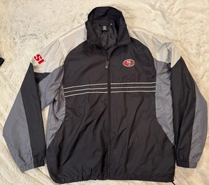 San Francisco 49ers Jacket Black Windbreaker Full Zip Sports Illustrated Sz L - Picture 1 of 6