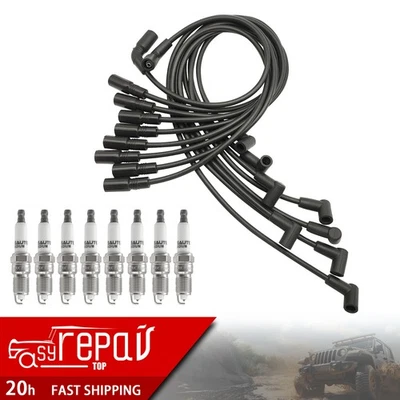 Ignition Wires + Iridium Spark Plugs For 1996-1999 Chevrolet C1500 K1500 - Image 1 of 4