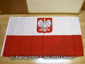 Fahne Flagge Polen mit Wappen Neu - 90 x 150 cm