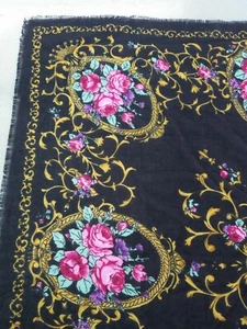 Acrylic Scarf Black Floral  30x30 Square - Picture 1 of 4