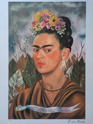Firmado por Frida Kahlo - Autorretrato con collar de espinas - Certificado Foto 1 de 4