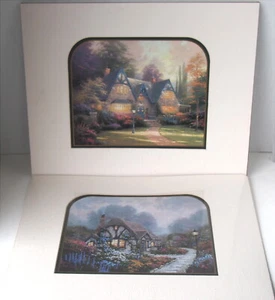 2 Thomas Kinkade Passepartoutdrucke Bild Windsor Manor Chandler’s Cottage U-RAHMEN - Bild 1 von 7
