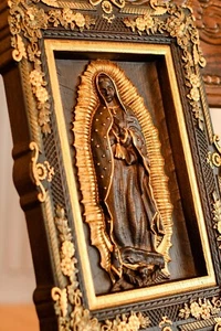 Our Lady of Guadelupe  wood carved christian sculpture  handmade home decor - Picture 1 of 4