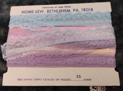 35 Yd Vtg Netting Lace Home-Sew Bethlehem PA Pastel Colors Partial New Old Stock - Image 1 of 4