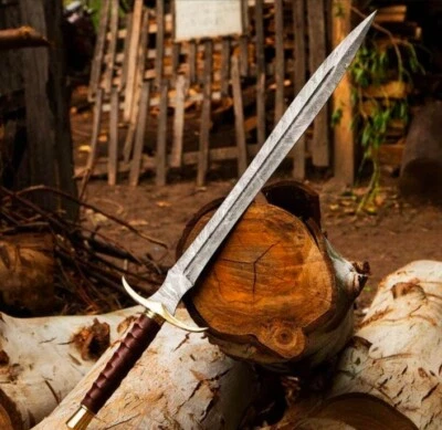 Espada vikinga de acero Damasco forjada a mano personalizada, la mejor calidad, espada lista para la batalla Foto 1 de 4