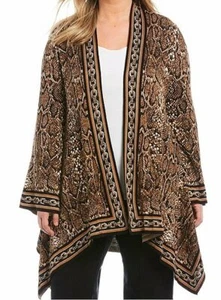 Nuevo con etiquetas Ruby Rd. Cárdigan negro con estampado de serpiente Jacquard frente abierto XL - Imagen 1 de 7