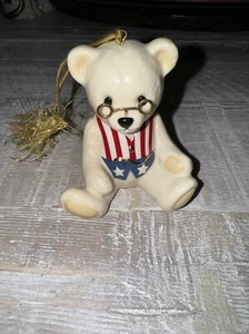 Ornamento patriottico americano orso 100° anniversario Lenox vintage - Foto 1 di 6