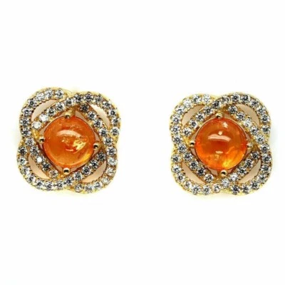 Pendientes de plata Spestine gemas genuinas recubiertos de oro amarillo de ley sólido Foto 1 de 4