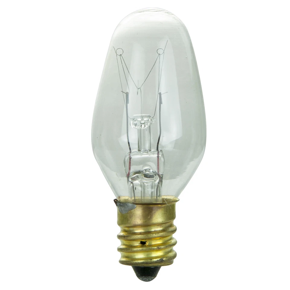 12Pack 7W C7 Light Bulb, Clear Glow, Dimmable Small Night Light, E12, 120V - Image 1 of 1
