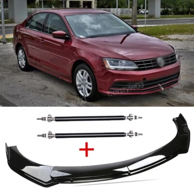 For Volkswagen Jetta Front Bumper Lip Spoiler Splitter Body Kit Strut Rods Car Foto 1 de 4