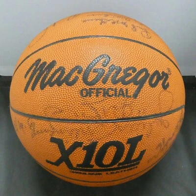 Julius Erving Abdul Jabbar Auerbach Gates Cousy Hawkins Signed Ball JSA Letter - Image 1 of 4